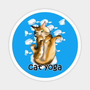 Yoga practice for a cartoon ginger cat Magnet